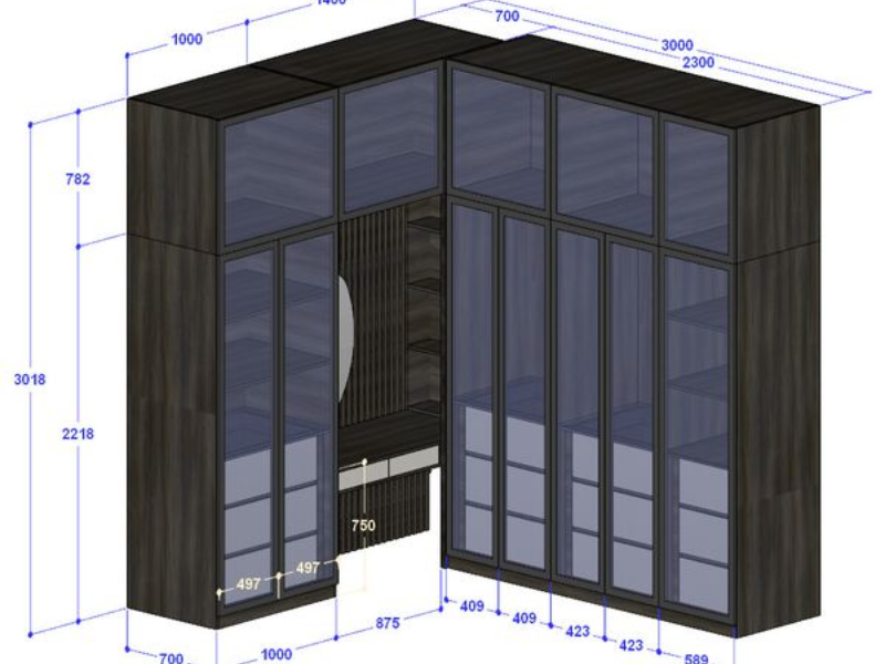 Thiết kế tủ quần áo cánh kính 