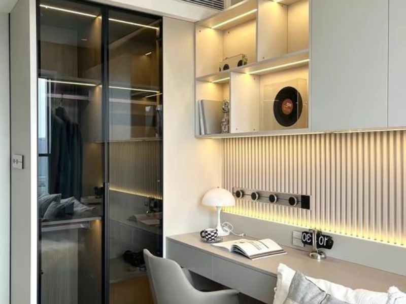 Tủ quần áo cánh lùa kết hợp bàn học