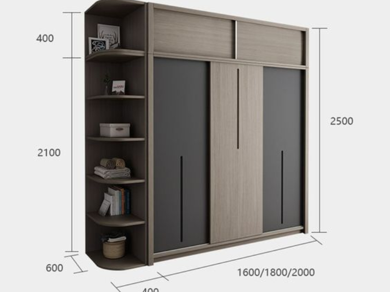 Kích thước tủ quần áo cửa lùa 3 cánh