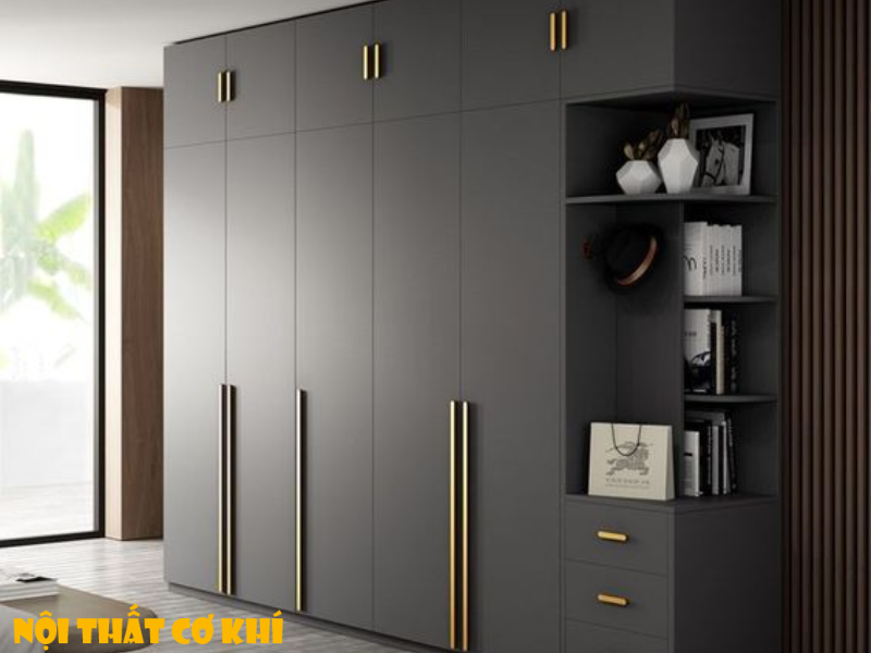 Tủ quần áo màu đen cánh mở