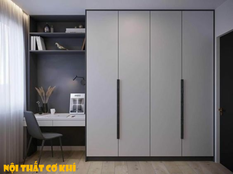 Tủ quần áo màu đen kết hợp bàn học