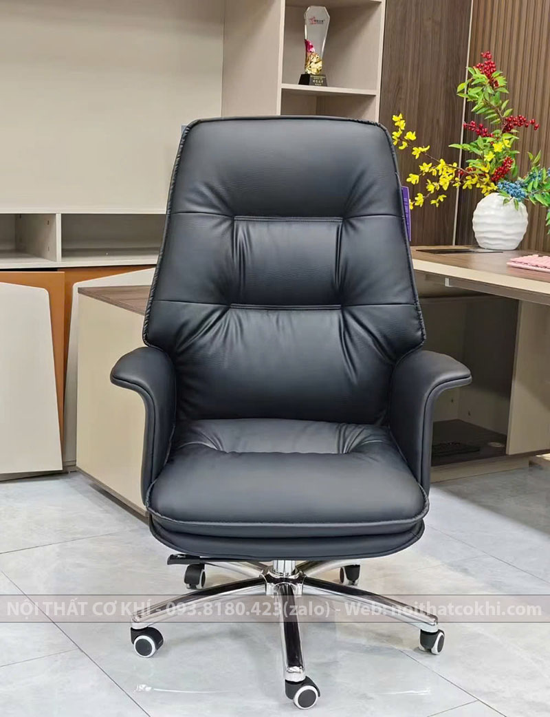 Ghế Giám Đốc Chân Xoay Da Màu Đen GGĐ-31