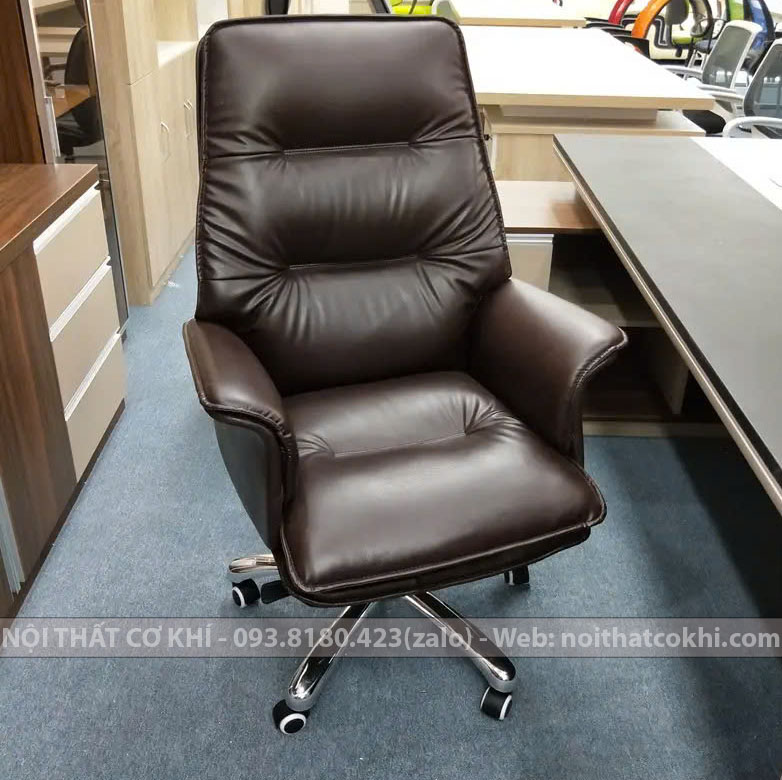 Ghế Giám Đốc Chân Xoay Da Màu Nâu GGĐ-31