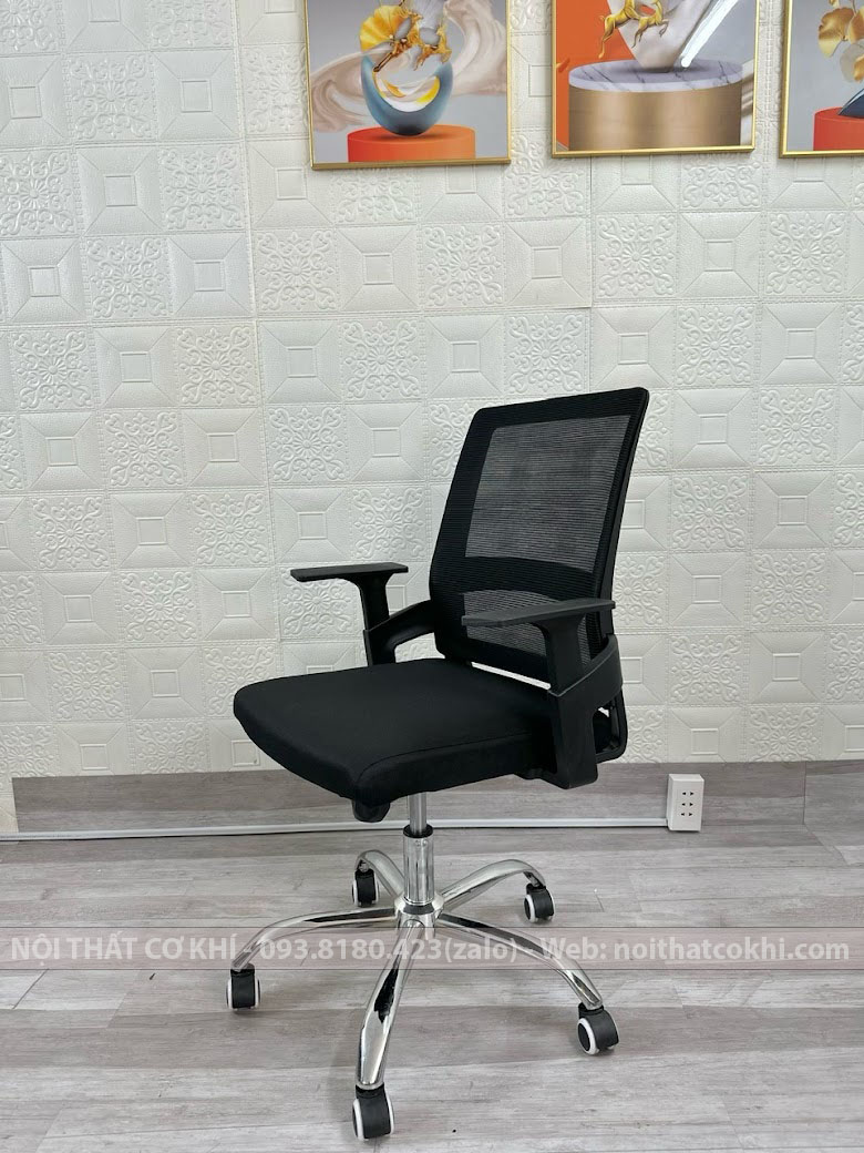 Ghế Văn Phòng Giá Rẻ Chân Xoay Màu Đen GCX-46