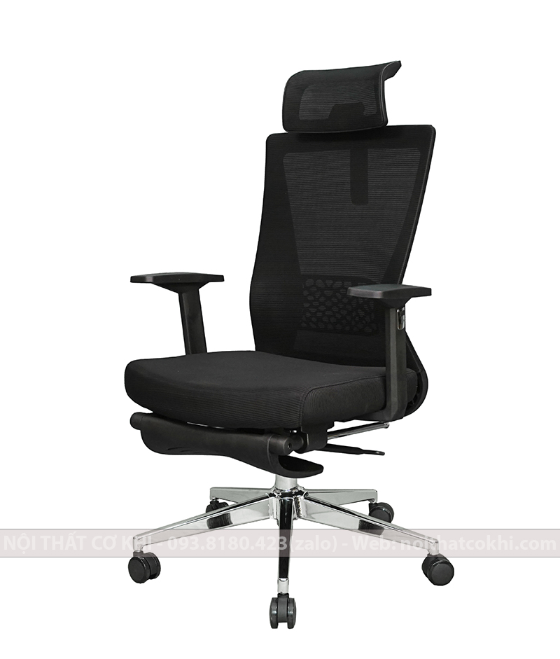 Ghế Văn Phòng Công Thái Học Ngã Lưng Gác Chân Màu Đen AK813