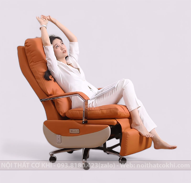 Ghế Giám Đốc Cao Cấp Da Bò Thật Màu Cam GGDAK996