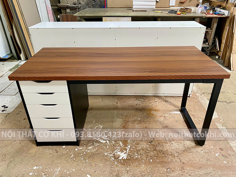 Bàn IKEA 1 Tủ 1 Bên Chân Sắt 160x70cm